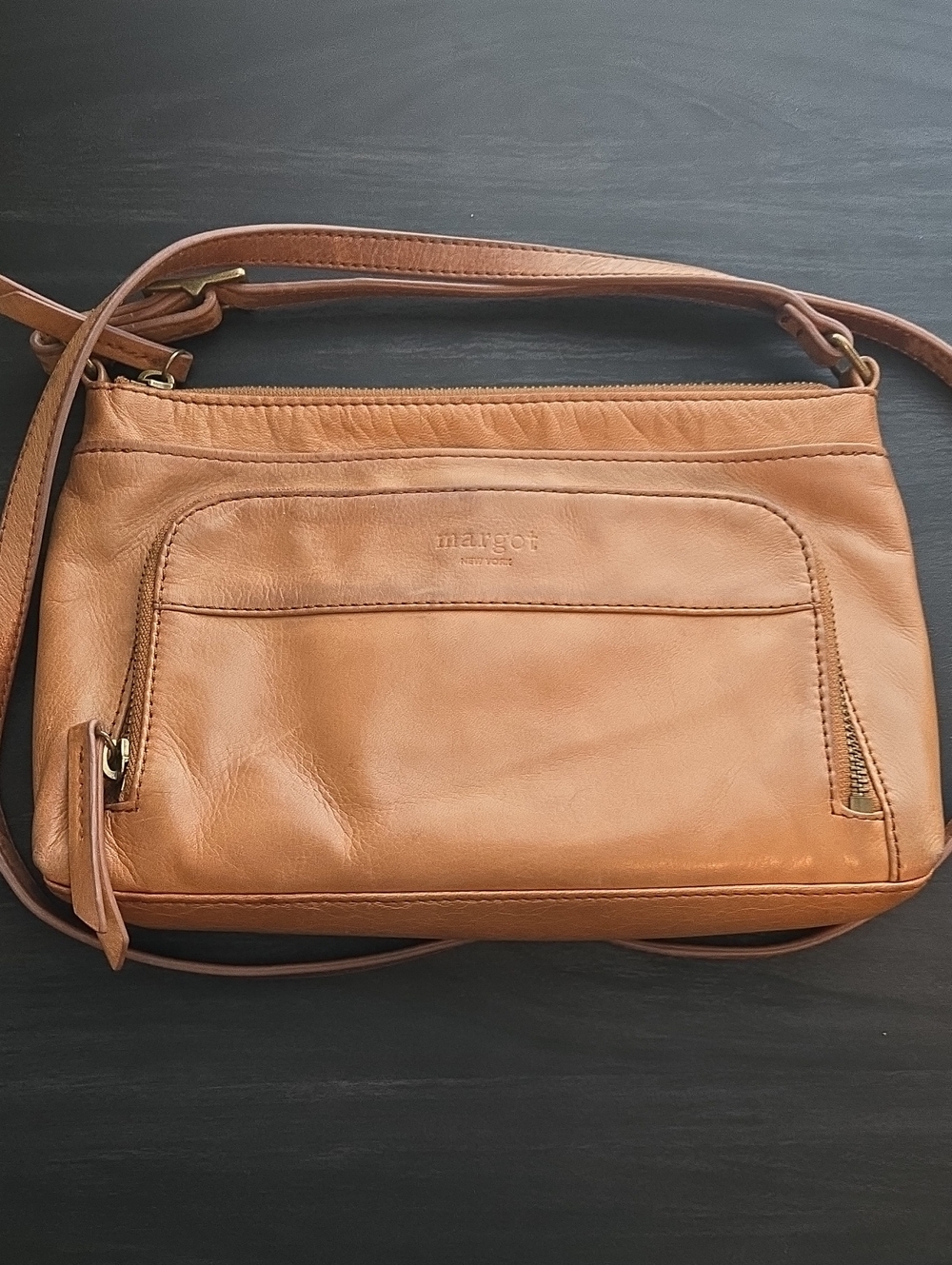 Margot Tan Leather Crossbody Bag